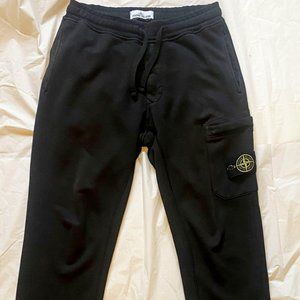STONE ISLAND LOGO COTTON-JERSEY SWEATPANTS BLACK SIZE:SMALL